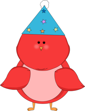 300x390 Red Bird Wearing A Party Hat Clip Art