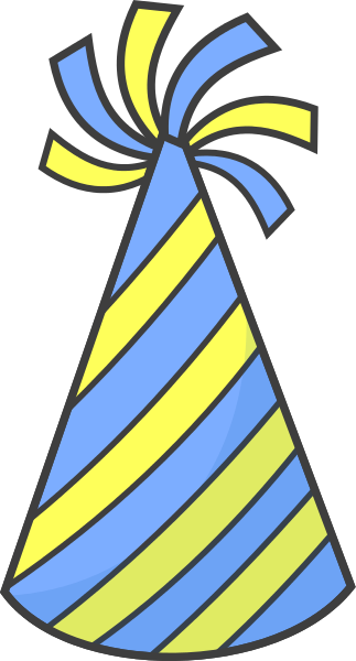 323x600 Birthday Hat Striped Blue Yellow Images Clipart