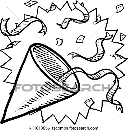 450x461 Clipart Of Party Hat And Confetti Sketch K11810855