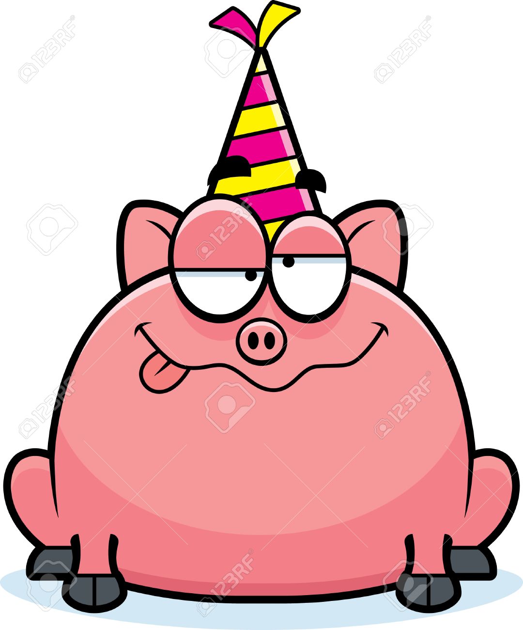1080x1300 A Cartoon Illustration Of A Little Pig With A Party Hat Looking