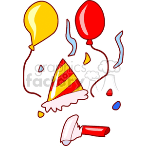300x300 Royalty Free Birthday Party Hat Confetti And Balloons 145213