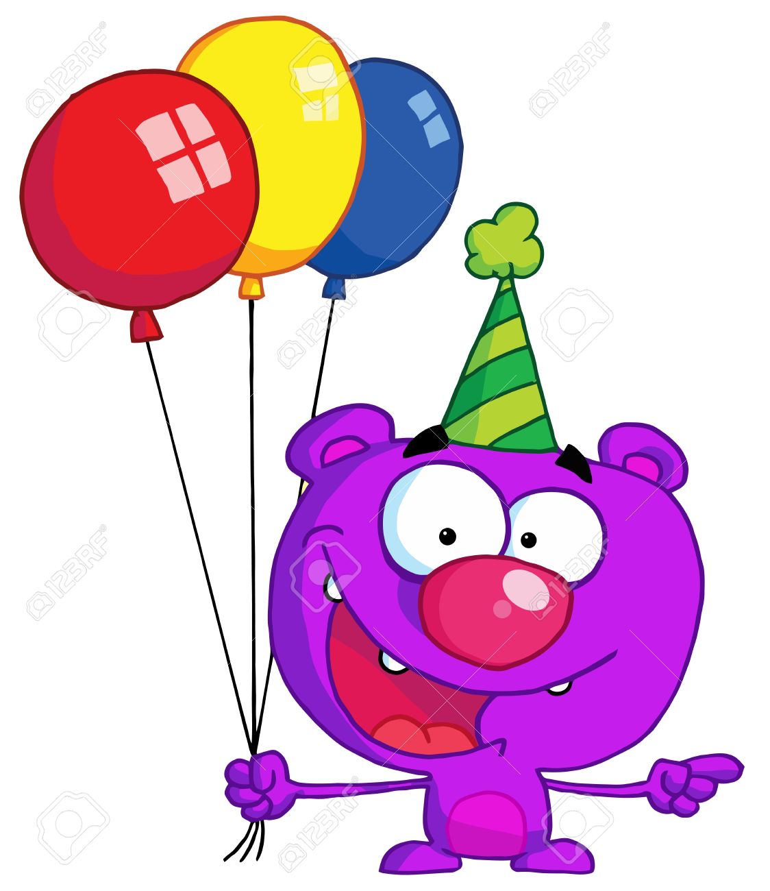 1124x1300 Bear In Party Hat With Balloons Royalty Free Cliparts, Vectors