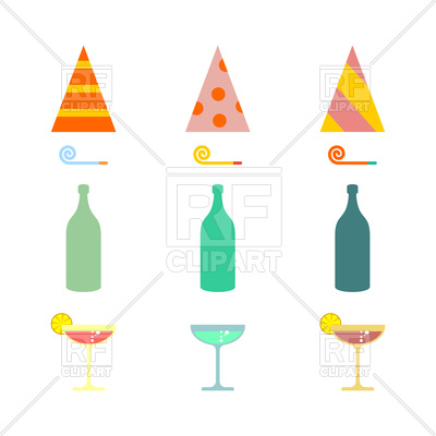 400x400 Party Set. Celebratory Cap And Party Horn, Alcohol Cocktail