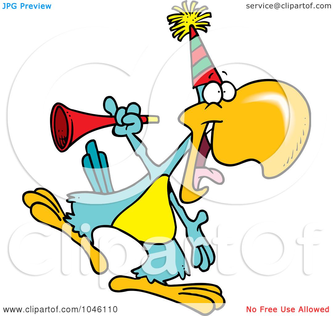 1080x1024 Royalty Free (Rf) Clip Art Illustration Of A Cartoon Party Parrot