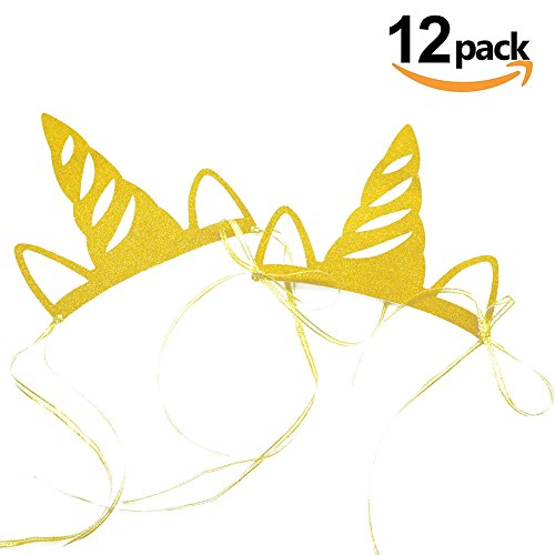 500x500 Unicorn Party Horn Hats,12 Pcs Glitter Gold Unicorn Headband Theme