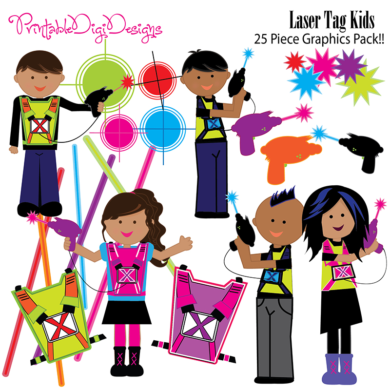 800x800 Laser Tag Kids Clipart Graphic Set Clip Art