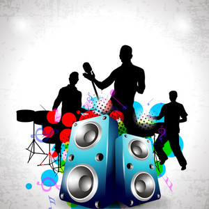 300x300 Party Night Background With Dancing People Silhouette And Speakers