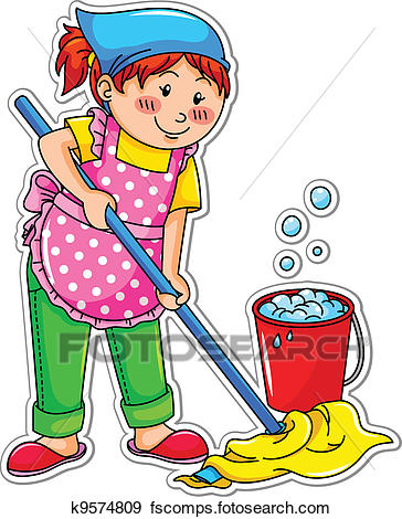 364x470 Clipart Of Woman Cleaning With Mop For Passover K19050904