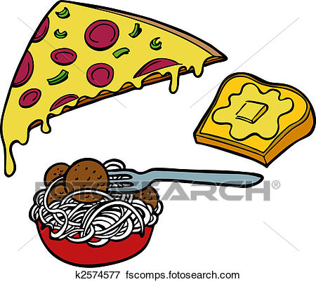 450x402 Clip Art Of Pasta Pizza Garlic Bread K2574577