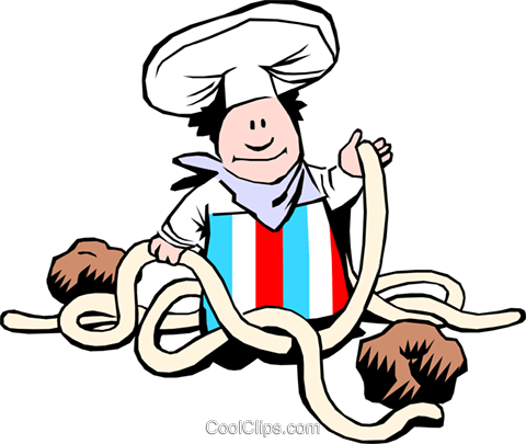480x405 Cartoon Pasta Chef Royalty Free Vector Clip Art Illustration