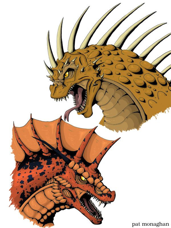 600x800 Pat Monaghan's Drawing Of Varan And Titanosaurus Daikaiju