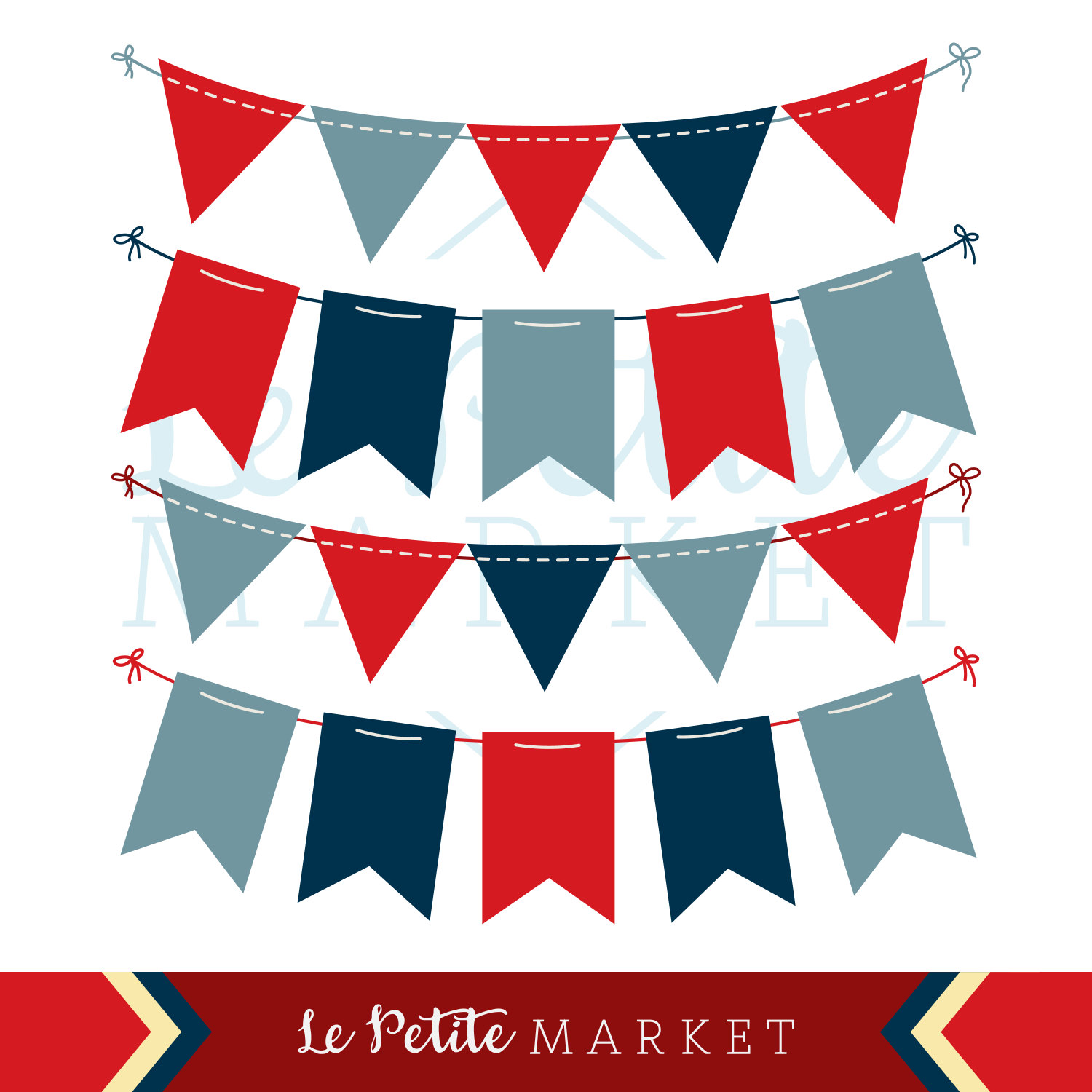 1500x1500 4th Of July Patriotic Bunting In Vintage Red White And Blue