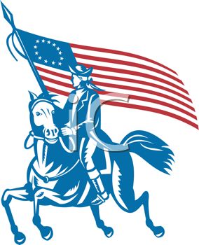 284x350 Patriotic Paul Revere Riding With The American Flag