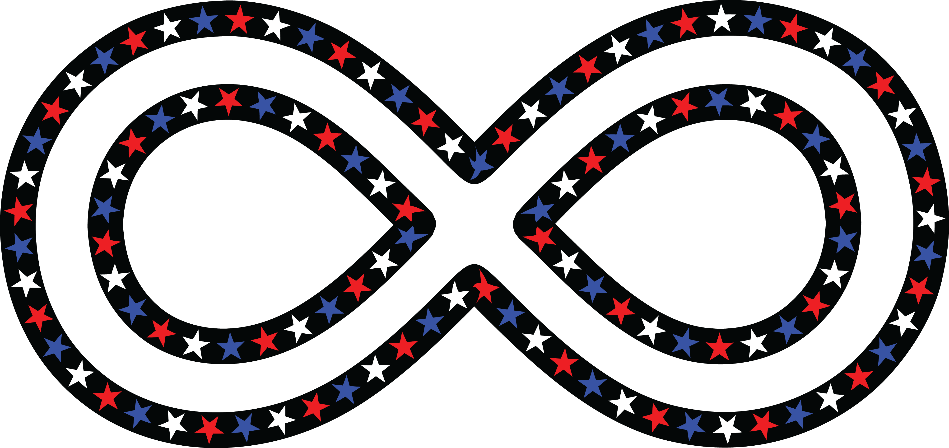 4000x1888 Free Clipart Of A Patriotic American Star Patterned Infinity Symbol
