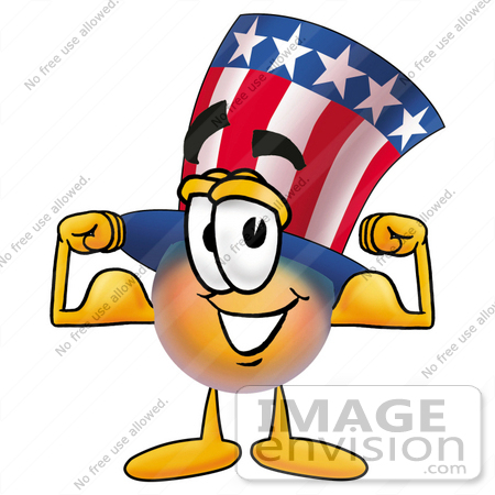450x450 Clip Art Graphic Of A Patriotic Uncle Sam Character Flexing His