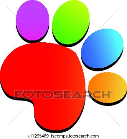 431x470 Clip Art Of Colorful Paw Print Logo K17295469