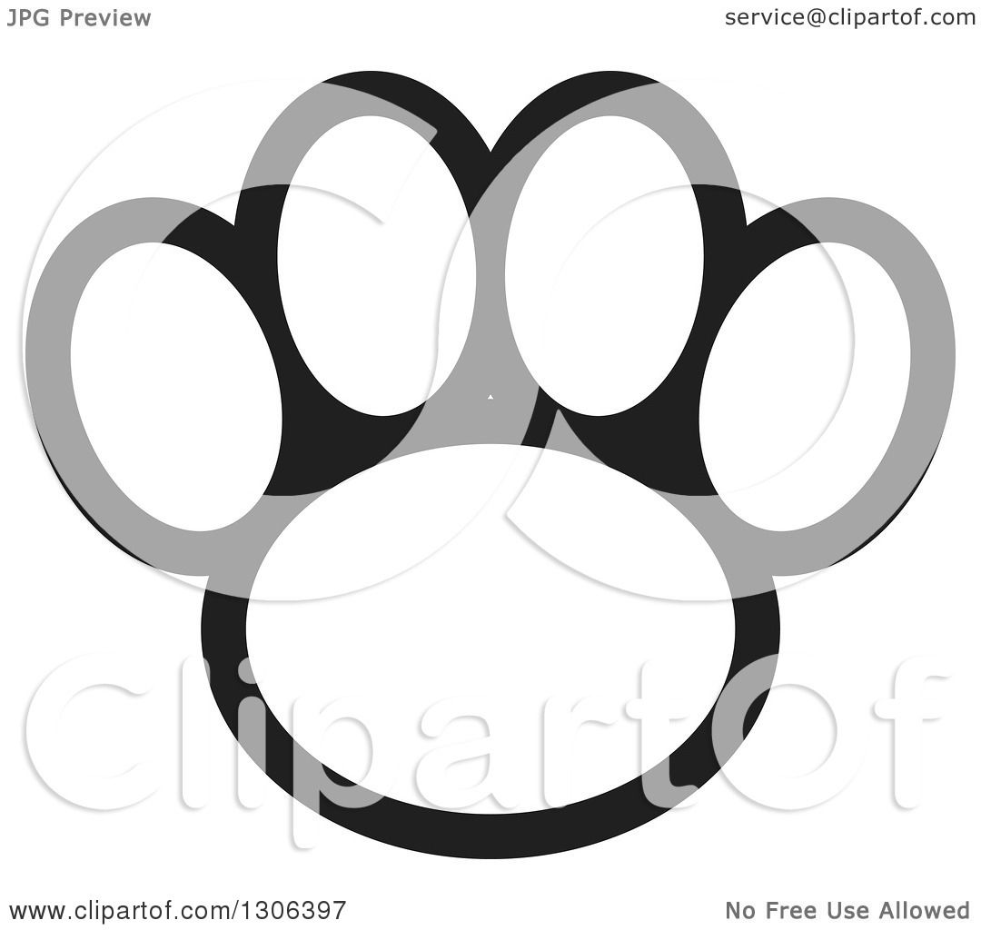 1080x1024 Clipart Of A Black And White Dog Paw Print