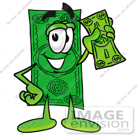 450x450 Clip Art Graphic Of A Flat Green Dollar Bill Cartoon Character