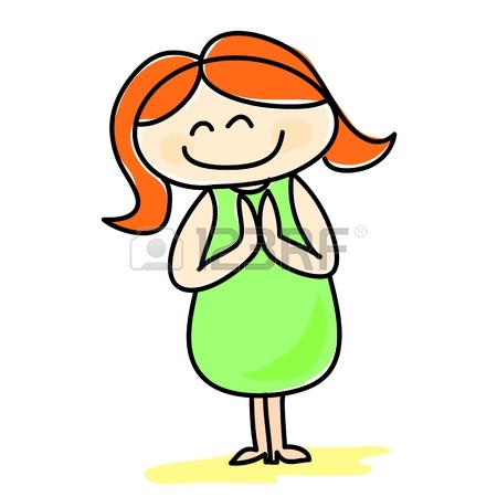 450x450 Cartoon Lady Bow And Pay Respect Illustration Royalty Free