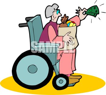 350x315 Handicapped Woman Paying For Her Groceries