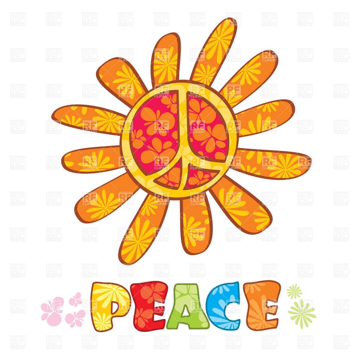 1193x1200 Hippie Peace Symbol With Petals Royalty Free Vector Clip Art Image
