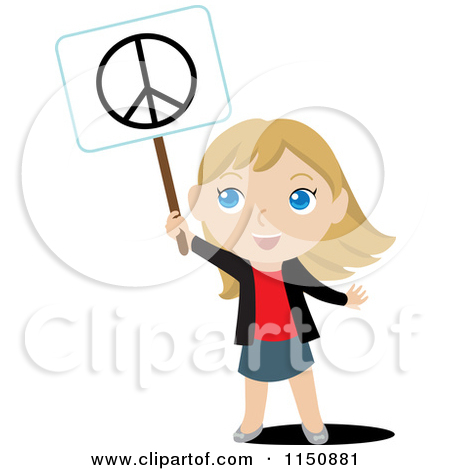 450x470 Girl With A Peace Sign Clipart