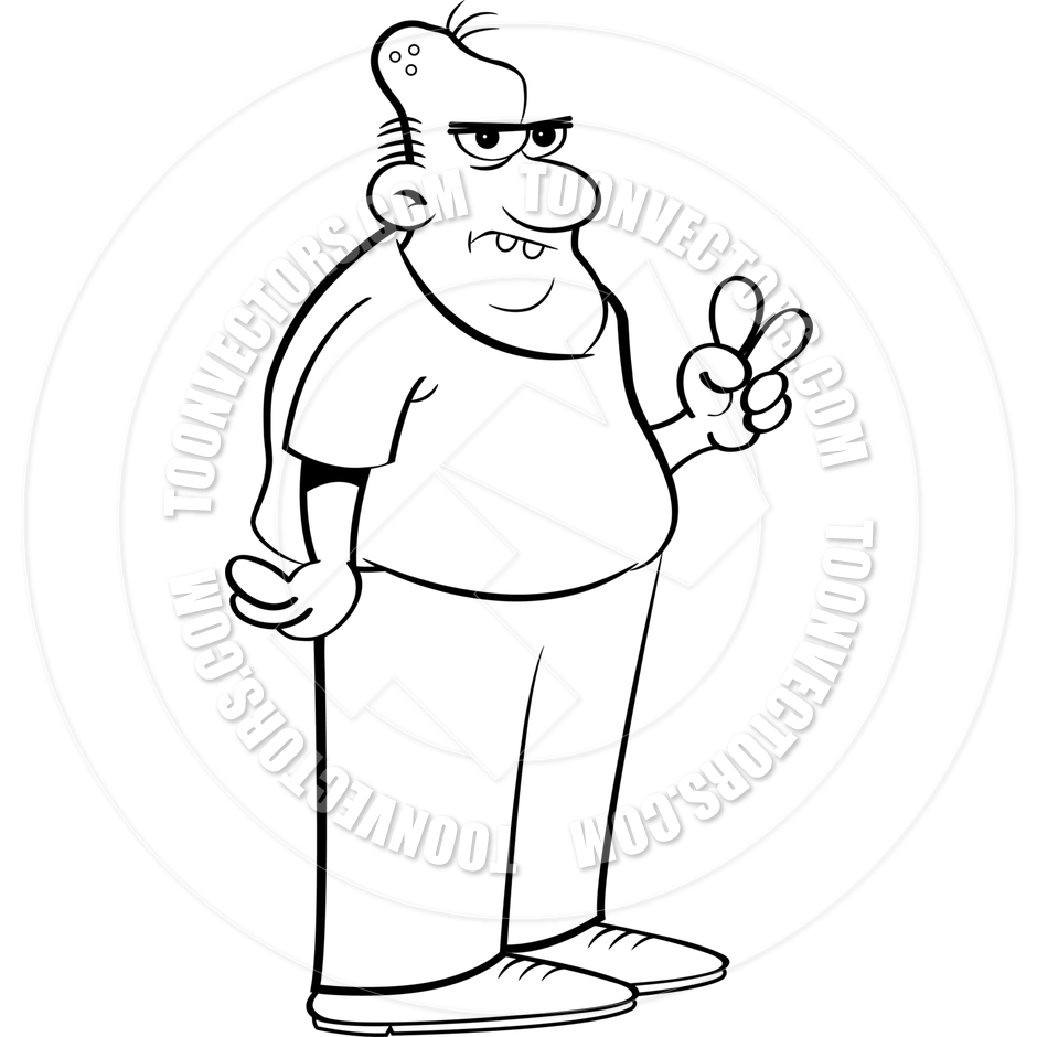 940x940 Cartoon Zombie Giving The Peace Sign (Black Amp White Line Art) By