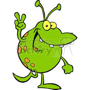 300x300 Royalty Free Happy Green Alien Gesturing A Peace Sign 378910