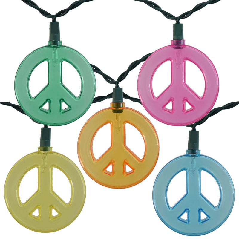 800x800 Multi Color Peace Sign Party String Lights