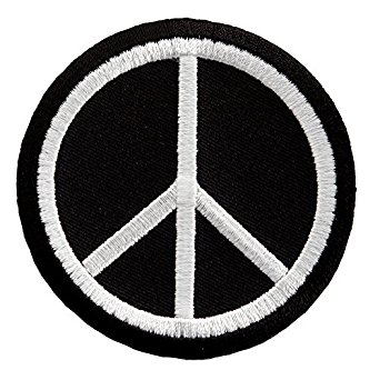 342x342 Peace Sign Embroidered Patch Anti War Hippie Iron On Symbol Black