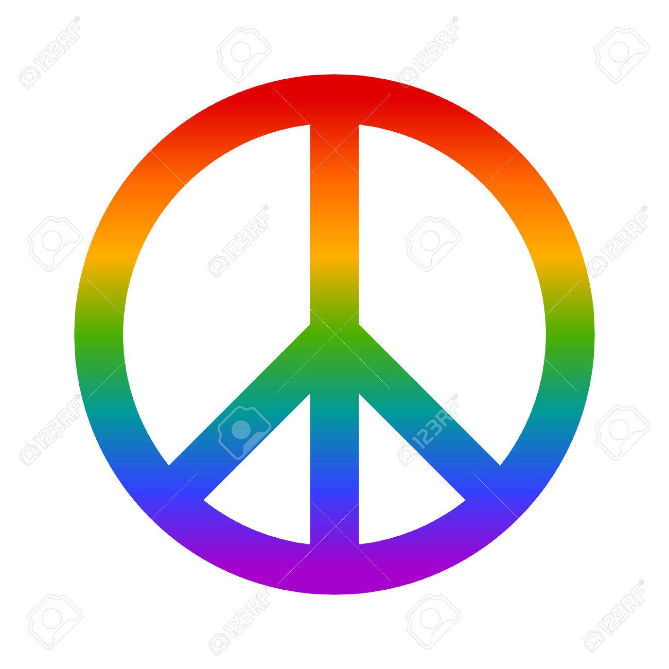 1300x1300 Rainbow Peace Sign Flat Icon For Apps And Websites Royalty Free