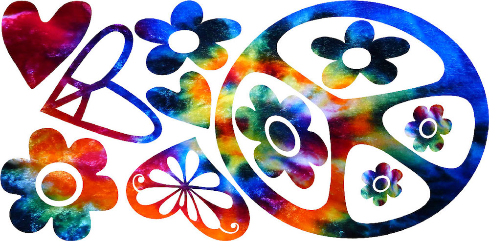 1000x494 Tie Dye Peace Signs Wall Decal