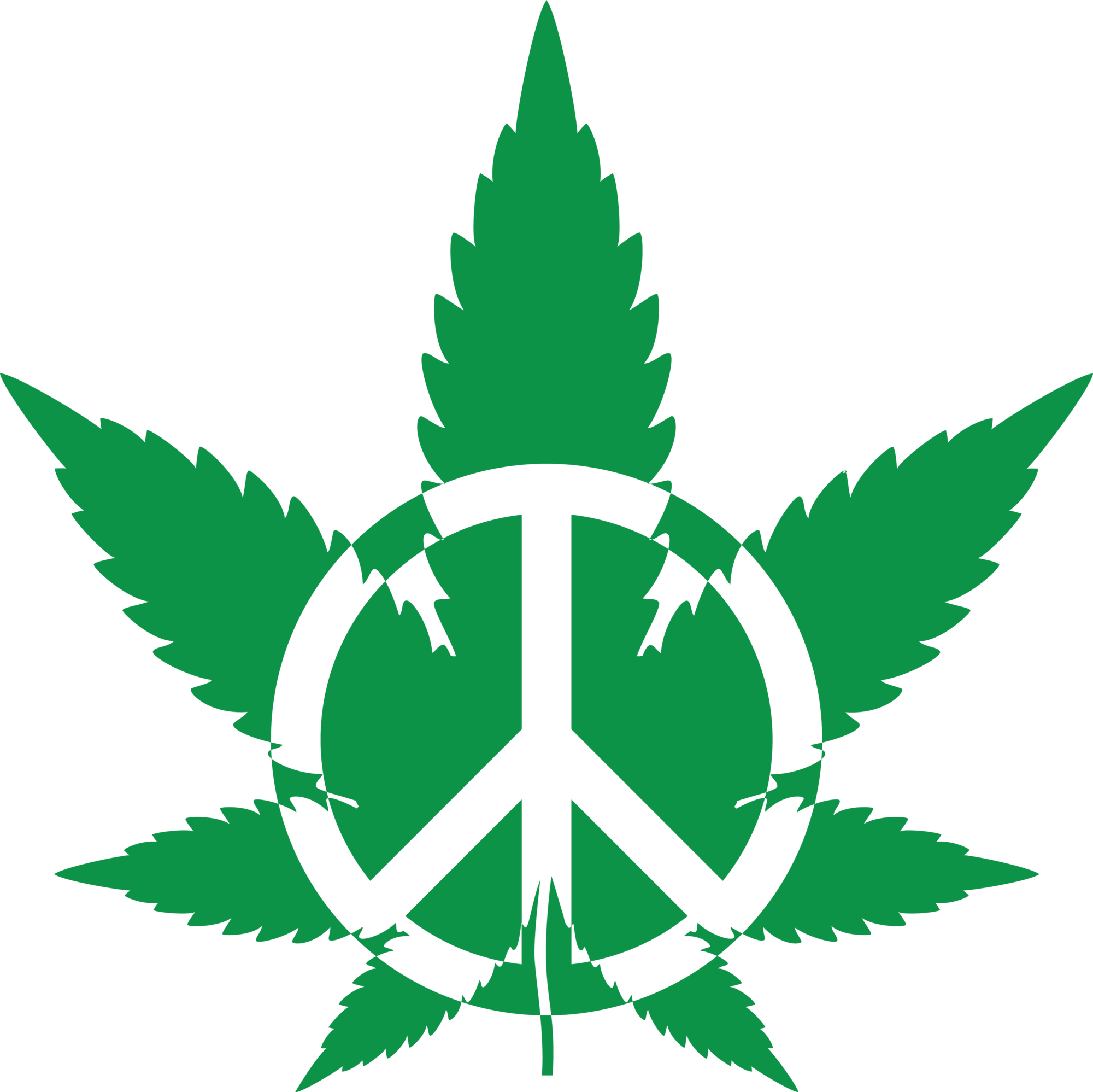 2000x1997 Green Pot Leaf With A Peace Symbol Png