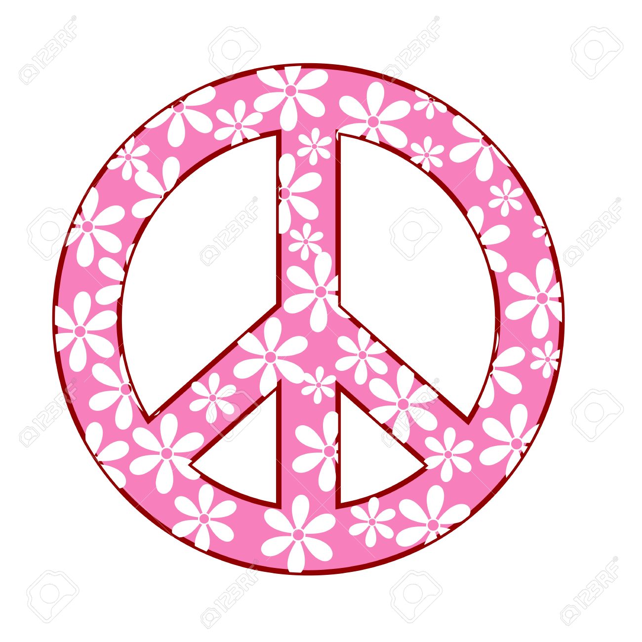 1300x1300 Illustration Of Peace Symbol With Floral Texture Royalty Free