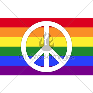 325x325 Peace Symbol On Lgbt Rainbow Flag Gl Stock Images