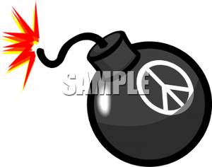 300x236 Black Bomb With A Peace Symbol Clipart Image