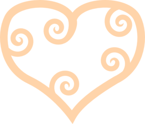 300x255 Curly Heart Peach Clip Art