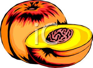 300x222 Peach Half Next To A Whole Peach Clipart Image