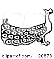 175x190 Clipart Of A Retro Vintage Black And White Peacock Bird