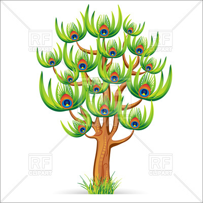 400x399 Tree Made Out Of Tail Of Peacock Royalty Free Vector Clip Art