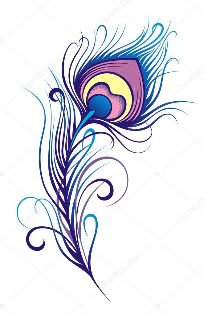 662x1023 Stylized Peacock Feather Stock Vector Ksyshakiss