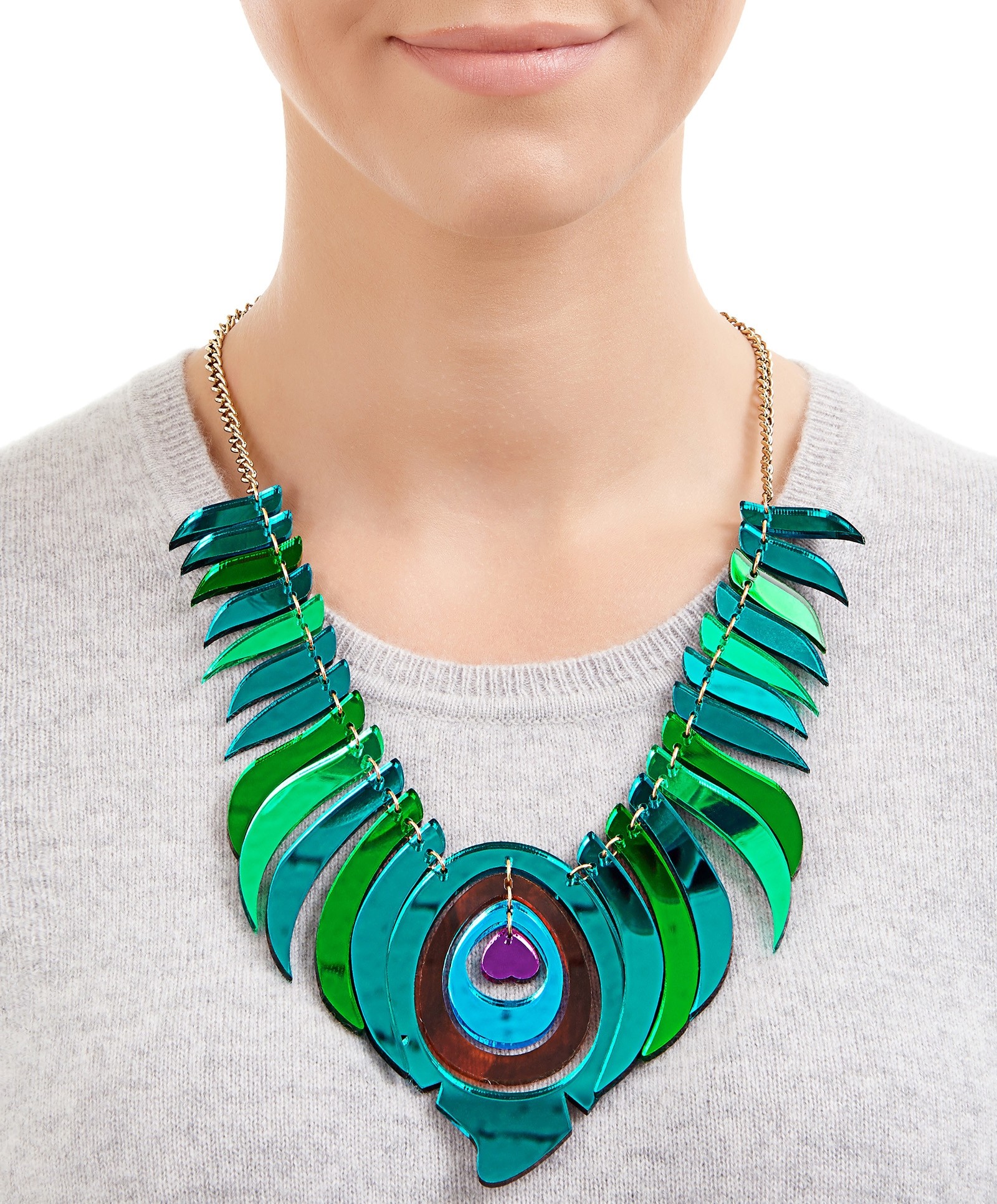1600x1932 Peacock Feather Statement Necklace