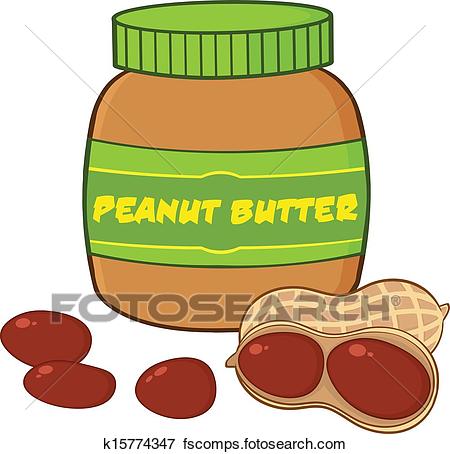 450x454 Clip Art Of Peanut Butter Jar With Peanuts K15774347