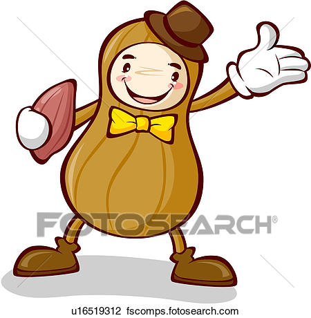 450x460 Clipart Of Peanut, Character, Nuts, Plant, Agricultural Product