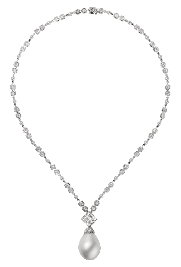 617x907 Diamond Necklace With Pearl Png Clipart