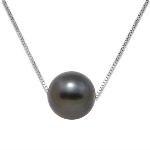 500x500 Tahitian Black Pearl Necklace In 14k White Gold (9 10mm)