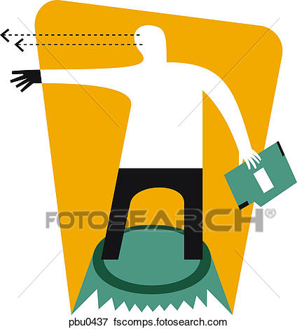 424x470 Stock Illustration Of Man Standing On Pedestal While Holding