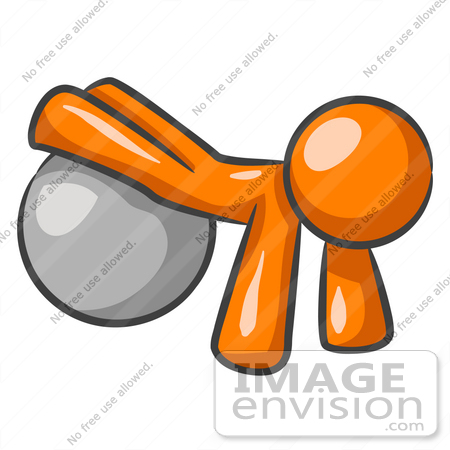 450x450 Clip Art Graphic Of An Orange Guy Character Doing Pushups With His