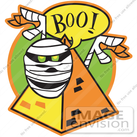 450x450 Royalty Free Cartoon Clip Art Of A White Mummy With Green Glowing
