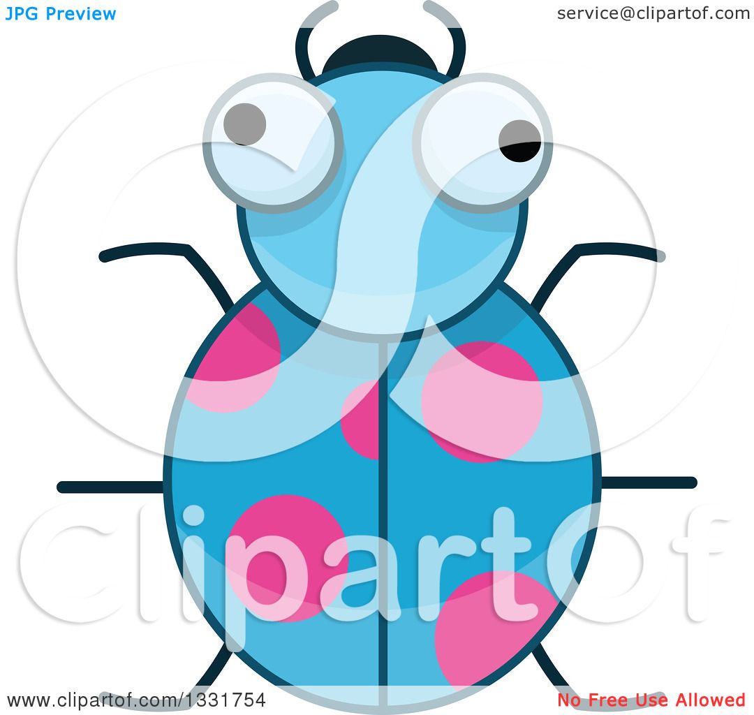 1080x1024 Clipart Of A Cartoon Blue And Pink Spotted Beetle